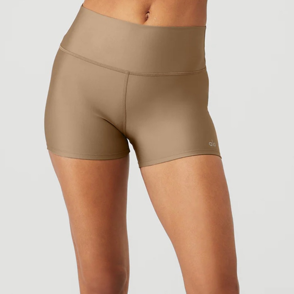 ALO Yoga Women's High-Rise Bike Shorts in Taupe